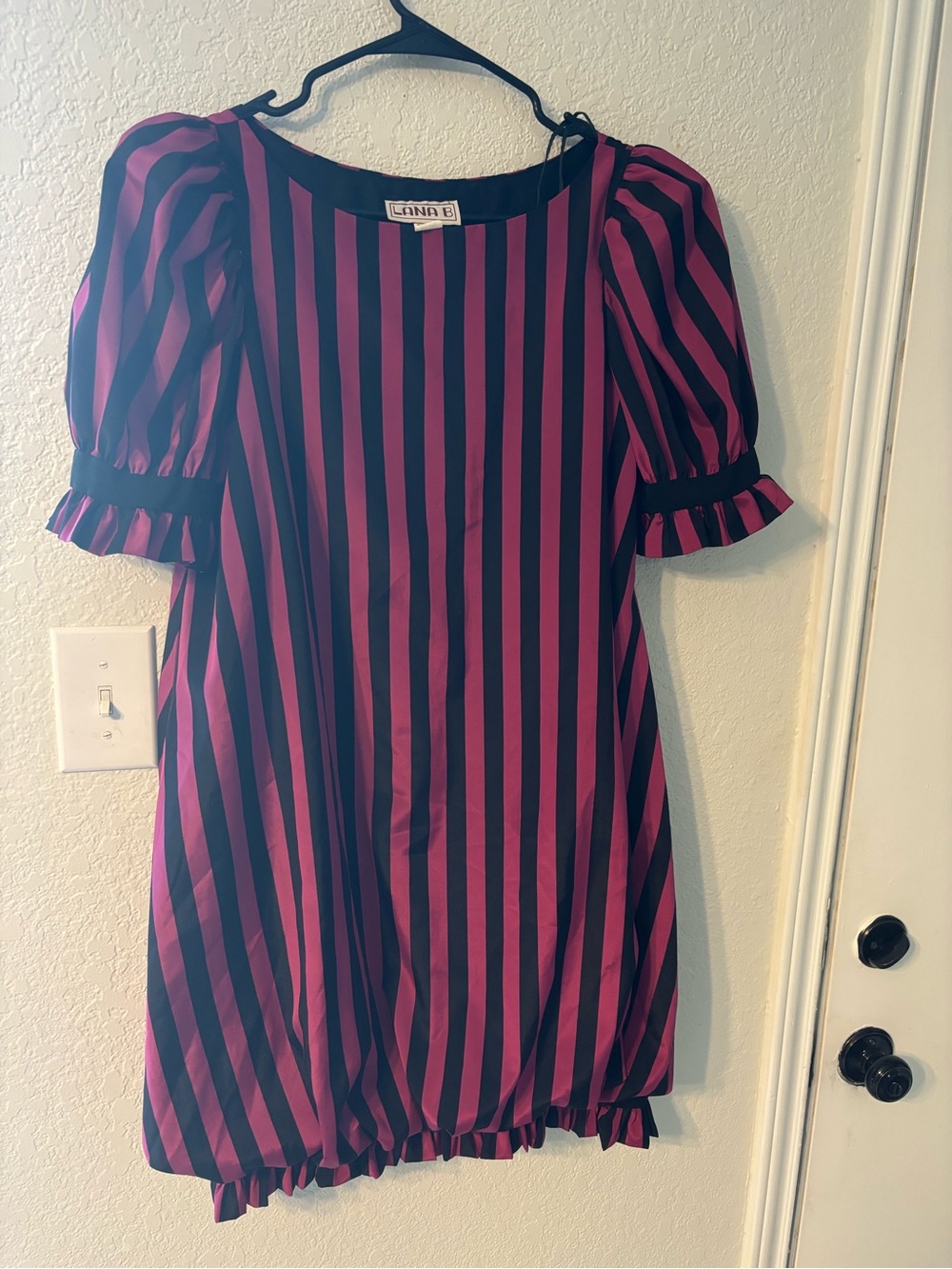 Vintage Lana B ball striped pull sleeve mini dress size 10